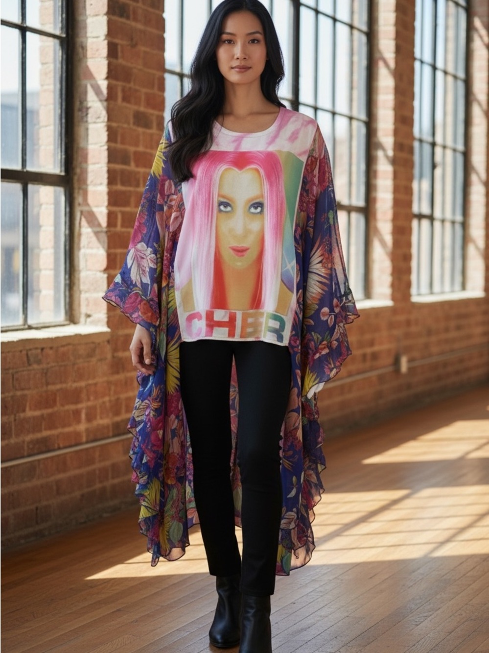 One of a kind Custom Cher poncho top
